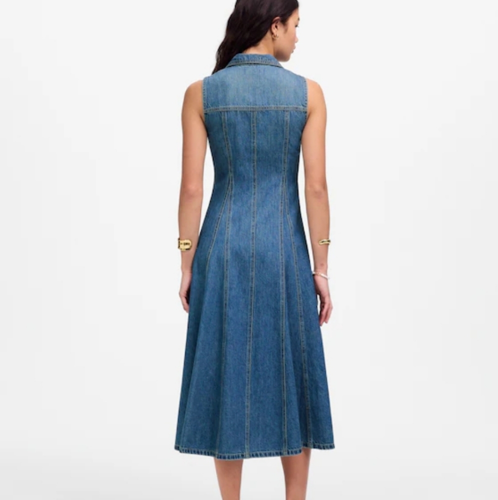 Madewell Pleated Midi Shirtdress in Billings Wash: Airy Denim Edition NU500 Sz 4 - Picture 3 of 8